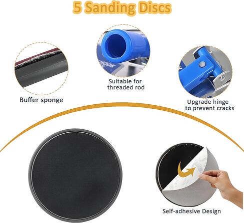 Pole Sander for Drywall, 86-inch Manual Hand Drywall Sander with Extension Pole, Radial Round Wall Sander for Painting Prep, Includes 5pcs Sanding Sheets (80, 100, 120, 180, 240 Grit) in Kuwait