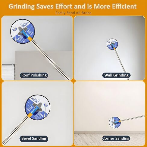 Pole Sander for Drywall, 86-inch Manual Hand Drywall Sander with Extension Pole, Radial Round Wall Sander for Painting Prep, Includes 5pcs Sanding Sheets (80, 100, 120, 180, 240 Grit) in Kuwait