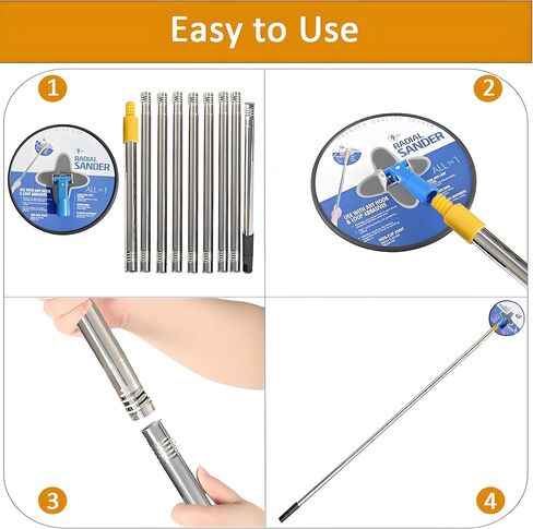 Pole Sander for Drywall, 86-inch Manual Hand Drywall Sander with Extension Pole, Radial Round Wall Sander for Painting Prep, Includes 5pcs Sanding Sheets (80, 100, 120, 180, 240 Grit) in Kuwait