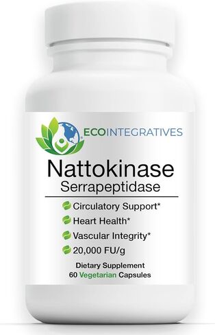 Nattokinase Serrapeptidase – with Nattokinase (20,000 FU/g) + Rutin | Supports Heart & Circulatory Health* | Non-GMO | 60 Vegetarian Capsules in Saudi Arabia