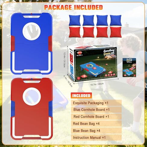 VATOS Portable Cornhole Board Set with LED Lights & Sound Effects, Scoring, Foldable - 2 Boards & 8 Bean Bags for Backyard, Camping, Tailgate Parties, Outdoor Cornhole Games for Kids and Adults Family in Saudi Arabia