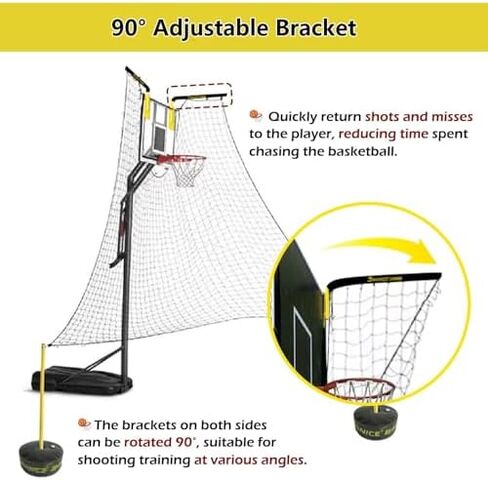 Portable Basketball Return System, 16x16ft Shot Returner Net for Hoop, Automatic Ball Rebounder, 90° Rotatable Basketball Trainer Attachment for Improved Shooting Skills in Saudi Arabia
