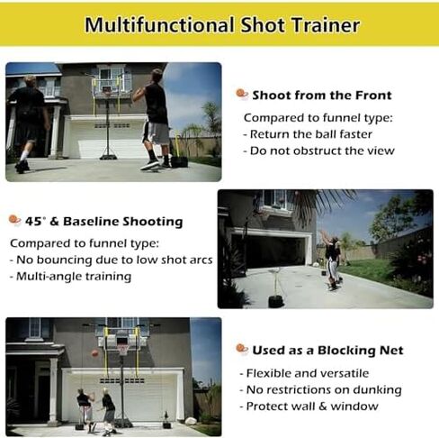 Portable Basketball Return System, 16x16ft Shot Returner Net for Hoop, Automatic Ball Rebounder, 90° Rotatable Basketball Trainer Attachment for Improved Shooting Skills in Saudi Arabia