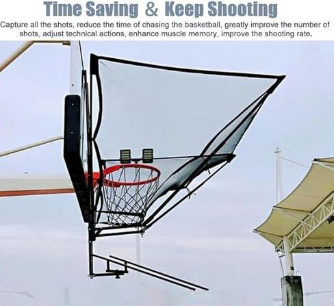 Large Basketball Shot Returner System, 180° Rotatable Basketball Return Attachment for Hoop, Ideal for Shooting Practice, Improve Skills with Hanging Net in Saudi Arabia