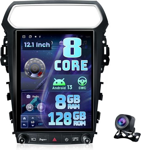 12.1 بوصة ترقية راديو لفورد إكسبلورر 2011-2019 8 Core Explorer Stereo T-Style Respong Touch Screen Android 13 Head Unit Wireless Carplay Andriod Auto GPS SWC 1080p camera in Kuwait