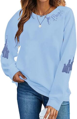 UNIQUENOE Magic Kingdom Sweatshirts for Women Magical Tshirt Family Vacation Tee Castle Graphic Long Sleeve Tops in Saudi Arabia
