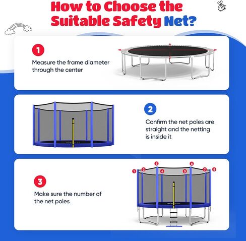 شبكة ترامبولين خارجية من ORCC، شبكة ترامبولين بديلة للأطفال مقاس 16 15 14 12 10 8 أقدام، قماش ترامبولين في الفناء الخارجي للأطفال البالغين (الشبكة فقط) in Kuwait