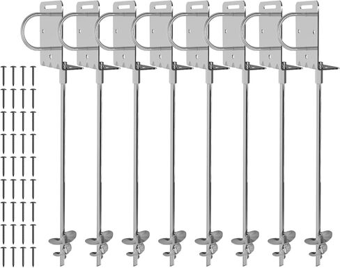 Heavy Duty Ground Anchors, Screw-in Trampoline Stakes with Anti-Bend L-Plate, Multi-Hole & Safety Ring, Rust-Proof Steel for Tent, Shed, Swing Set, Fence, Pet, Garden, Outdoor(2 Pack) in Kuwait