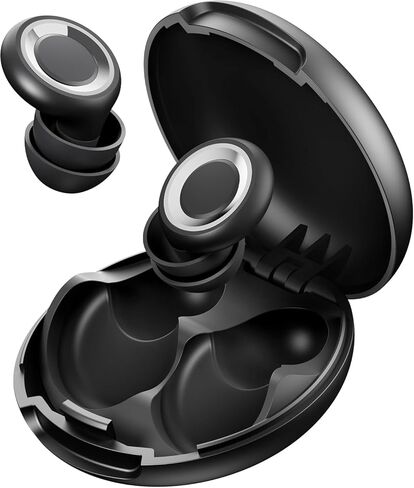 Ear Plugs for Sleeping - Total Silence! Single+Double Tips Design | 46dB Noise Reduction & Advanced Seal Tech | 8 Pairs (XS-L) + Case | Trusted by Millions (Black, Medium) in Saudi Arabia
