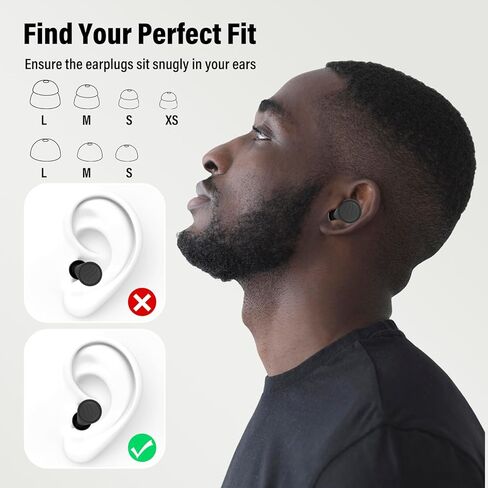 سدادات أذن لإلغاء الضوضاء أثناء النوم - سدادات أذن قابلة لإعادة الاستخدام بقوة 35 ديسيبل مع 7 رؤوس أذن وحقيبة حمل - حماية مرنة للسمع - أطراف أذن مفردة/مزدوجة قابلة للاستبدال للنوم والتركيز والسفر والعمل in Kuwait