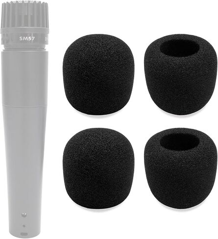 4 عبوات من غطاء ميكروفون الزجاج الأمامي الرغوي متوافق مع ميكروفون Shure SM57، Beta 57A، 545SD، 545 SD، ميكروفون Pyle PylePro الديناميكي المحمول، PDMIC78، WEYMIC WM57، مرشح بوب عالي الكثافة in Kuwait