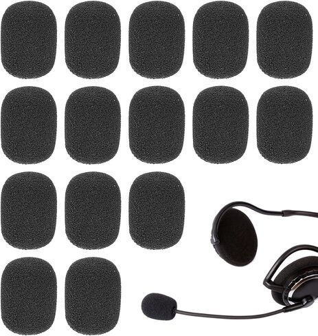 15 قطعة من غطاء إسفنجي للميكروفون، أغطية ميكروفون سماعة الرأس من الإسفنج، إسفنجة لتقليل الضوضاء لمجموعة متنوعة من طية صدر السترة والميكروفونات الصغيرة (أسود) in Kuwait