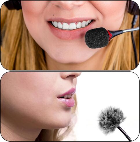 4 قطع غطاء ميكروفون لسماعات الرأس عالية الكثافة، مجموعة أغطية أمامية للميكروفون الإسفنجي الصغير وأغطية فروي، غطاء إسفنجي لميكروفون سماعة الرأس، حاجب رياح للميكروفونات على شكل صدرية من أجل Lavalier، تقليل الضوضاء in Kuwait