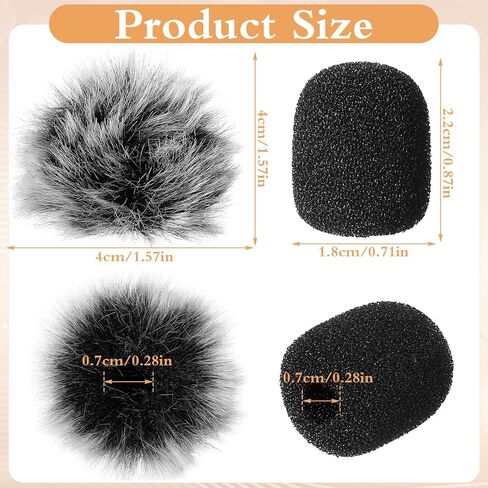 4 قطع غطاء ميكروفون لسماعات الرأس عالية الكثافة، مجموعة أغطية أمامية للميكروفون الإسفنجي الصغير وأغطية فروي، غطاء إسفنجي لميكروفون سماعة الرأس، حاجب رياح للميكروفونات على شكل صدرية من أجل Lavalier، تقليل الضوضاء in Kuwait