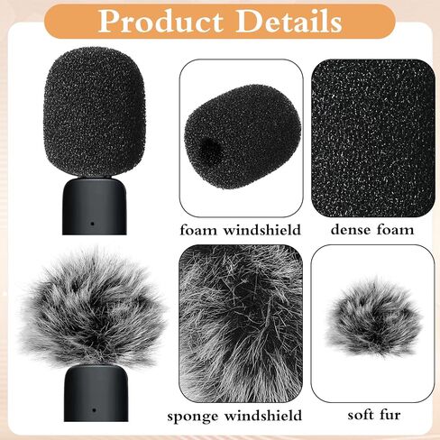 4 قطع غطاء ميكروفون لسماعات الرأس عالية الكثافة، مجموعة أغطية أمامية للميكروفون الإسفنجي الصغير وأغطية فروي، غطاء إسفنجي لميكروفون سماعة الرأس، حاجب رياح للميكروفونات على شكل صدرية من أجل Lavalier، تقليل الضوضاء in Kuwait