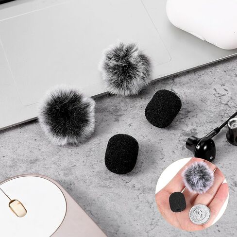 4 قطع غطاء ميكروفون لسماعات الرأس عالية الكثافة، مجموعة أغطية أمامية للميكروفون الإسفنجي الصغير وأغطية فروي، غطاء إسفنجي لميكروفون سماعة الرأس، حاجب رياح للميكروفونات على شكل صدرية من أجل Lavalier، تقليل الضوضاء in Kuwait