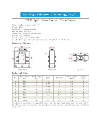Split core Current Transformer YDP 58 Measuring 250A-1000A/5A 0.5 Class Clamp on Current Transformer for Busbar Measurement(YDP58-1000A,5A) in Saudi Arabia