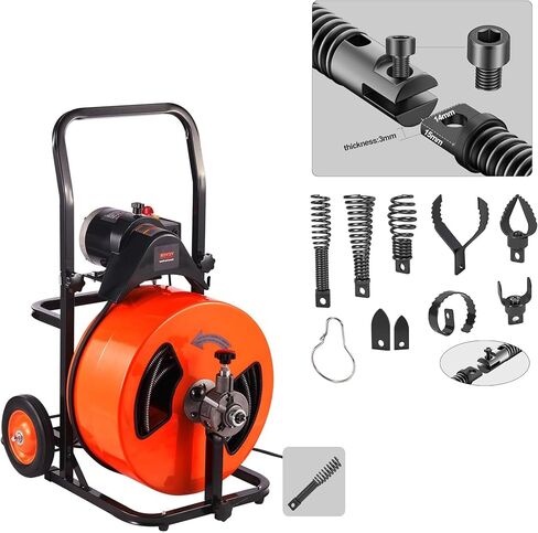 Richcat Drain Snake Drill Attachment,Cutter and Auger Set,Used in 50-100FT AC Drain Cleaning Machine,Fits 5/16 to 3/4 inch Drain Snake Cable,Drain Cleaner Combination Cutter Heads,410 stainless steel in Kuwait