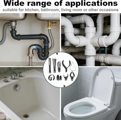 Richcat Drain Snake Drill Attachment,Cutter and Auger Set,Used in 50-100FT AC Drain Cleaning Machine,Fits 5/16 to 3/4 inch Drain Snake Cable,Drain Cleaner Combination Cutter Heads,410 stainless steel in Kuwait