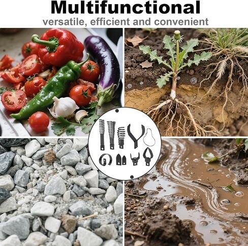 Richcat Drain Snake Drill Attachment,Cutter and Auger Set,Used in 50-100FT AC Drain Cleaning Machine,Fits 5/16 to 3/4 inch Drain Snake Cable,Drain Cleaner Combination Cutter Heads,410 stainless steel in Kuwait