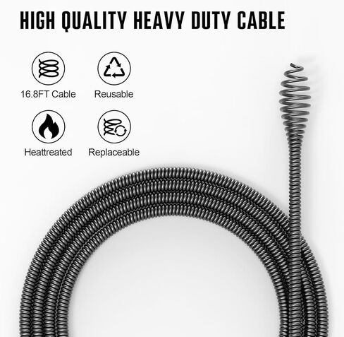 POPULO 12V استنزاف كهربائي لاسلكي، تغذية تلقائية سباكة استنزاف ثعبان لفك استنزاف الحوض 3/4 "-2" الأنابيب، 16.8 قدم ثعبان الشعر استنزاف تسد أدوات تنظيف مزيل للاستحمام، المطبخ، حوض الاستحمام، بالوعة in Kuwait