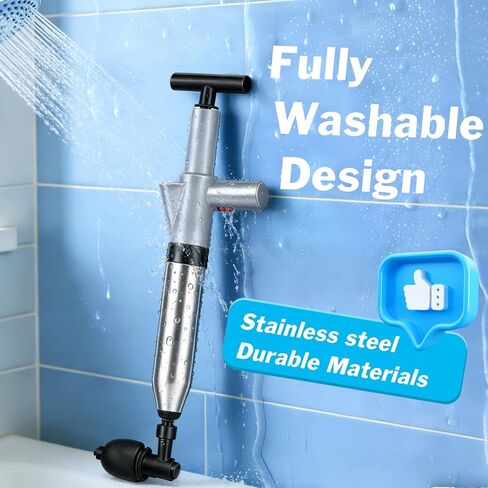 High Pressure Toilet Plunger, Toilet Snake Air Drain Blaster with Real -Time Barometer, Heavy Duty Drain Clog Remover for Bathroom, Floor, Shower, Kitchen Clogged (Gery-Manual) in Saudi Arabia