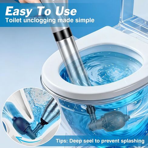 High Pressure Toilet Plunger, Toilet Snake Air Drain Blaster with Real -Time Barometer, Heavy Duty Drain Clog Remover for Bathroom, Floor, Shower, Kitchen Clogged (Gery-Manual) in Saudi Arabia