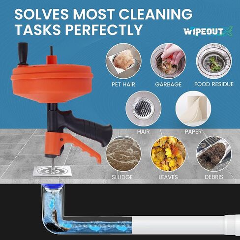 50ft drain auger with Drill Attachment Kit Includes drain snake Gloves Glasses Brushes Plastic Drainers and Bag for Quick Clog Removal in Kuwait