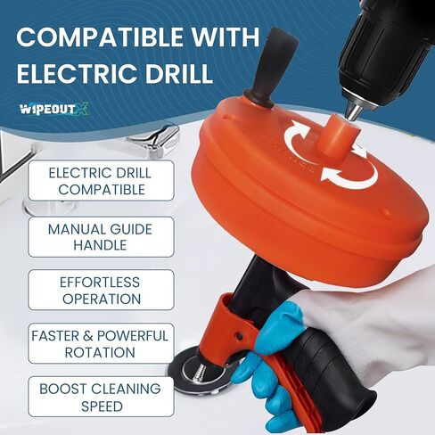 50ft drain auger with Drill Attachment Kit Includes drain snake Gloves Glasses Brushes Plastic Drainers and Bag for Quick Clog Removal in Kuwait