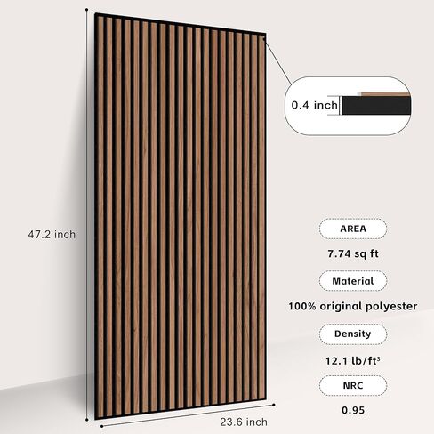 WoveN SounD Slat Acousitc Wall Panels 48x24 Inch, Wood Veneer, Sound Proof Wall Decor, Self-Adhesive Sound Dampening Fluted Design for Home, Studio, Office & Focus Zone, 10 Pack, Teak in Kuwait