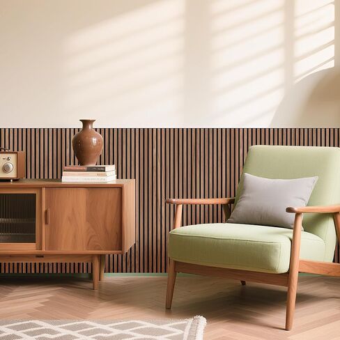 WoveN SounD Slat Acousitc Wall Panels 48x24 Inch, Wood Veneer, Sound Proof Wall Decor, Self-Adhesive Sound Dampening Fluted Design for Home, Studio, Office & Focus Zone, 10 Pack, Teak in Kuwait
