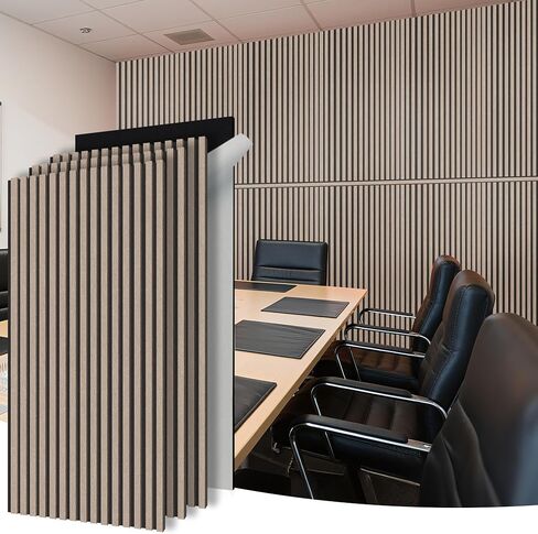 WoveN SounD Slat Acousitc Wall Panels 48x24 Inch, Wood Veneer, Sound Proof Wall Decor, Self-Adhesive Sound Dampening Fluted Design for Home, Studio, Office & Focus Zone, 10 Pack, Teak in Kuwait