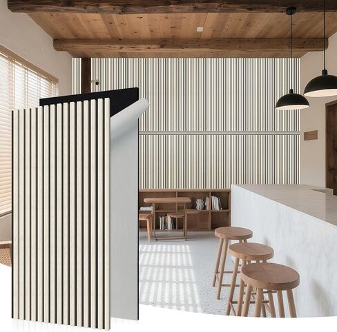 WoveN SounD Slat Acousitc Wall Panels 48x24 Inch, Wood Veneer, Sound Proof Wall Decor, Self-Adhesive Sound Dampening Fluted Design for Home, Studio, Office & Focus Zone, 10 Pack, Teak in Kuwait