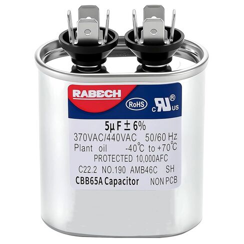 5 فائق التوهج 5MFD CBB65A البيضاوي تشغيل بدء مكثف التيار المتردد 5 فائق التوهج MFD CBB65 370V 440V 450V مكثفات A/C 370 450 فولت VAC ± 6% 50/60 هرتز لمكيف الهواء in Kuwait