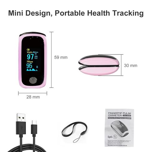 Pulse Oximeter with Respiration, Rechargeable Fingertip Pulse Oximeter Blood Oxygen Monitor with Pulse Readings, Portable O2 Saturation Monitor for Sports and Travel, Pink Pulse Oximeter for Daily Wellness in Saudi Arabia