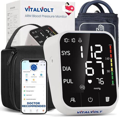 Blood Pressure Monitor for Home Use Automatic Arm BP Machine with Large Adjustable Cuff (8.6-17") Bluetooth Heart Rate Monitor Digital BP Monitor 2x199 Readout 5.5" Large Screen for iOS & Android in Saudi Arabia