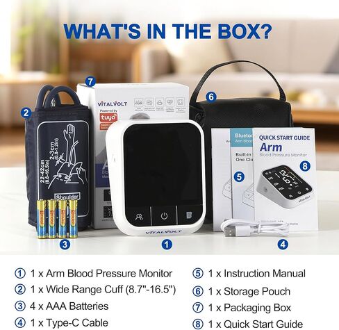 Blood Pressure Monitor for Home Use Automatic Arm BP Machine with Large Adjustable Cuff (8.6-17") Bluetooth Heart Rate Monitor Digital BP Monitor 2x199 Readout 5.5" Large Screen for iOS & Android in Saudi Arabia