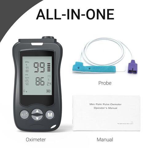 Handheld Fingertip Pulse Oximeter Medical Grade Pediatric Wrap Probe for Baby Kids Spot Checking Black Continuous Pulse Oximeter Adult Tracking Fast Accurate SpO2 Pulse Rate Respiration Rate Customizable Audio Visual Alarm in Saudi Arabia
