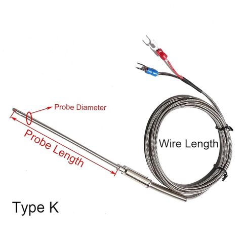 2M Armored K-Type Thermocouple Temperature Sensor WRNK-191 Armor Wire Diameter 1mm/2mm/3mm Bendable 1Pcs(Probe 6x200mm) in Saudi Arabia