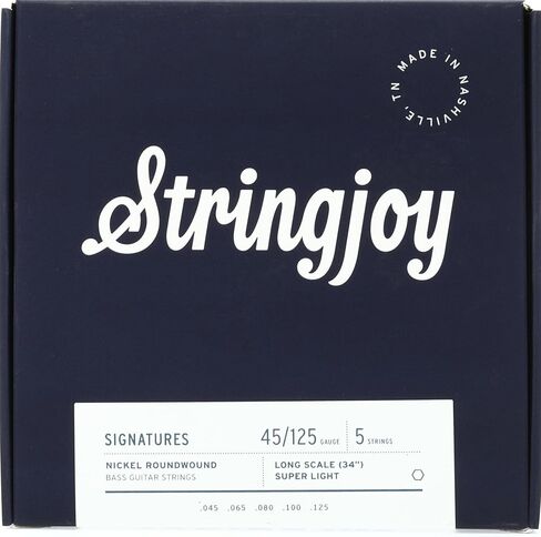 Stringjoy Signatures أوتار جهير طويلة الحجم من النيكل مكونة من 5 أوتار - مقياس خفيف جدًا (.045 -.125) in Kuwait