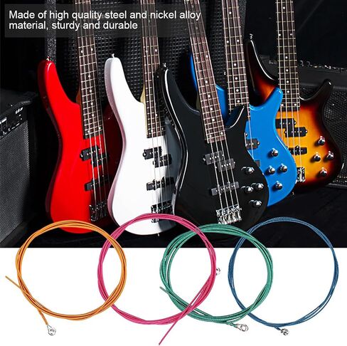 Short Scale Bass Strings 1.16mm, 44mm, 2.0mm, 2.54mm (.046-.100) 4 String Colorful Electric Bass Guitar Strings Instrument in Saudi Arabia