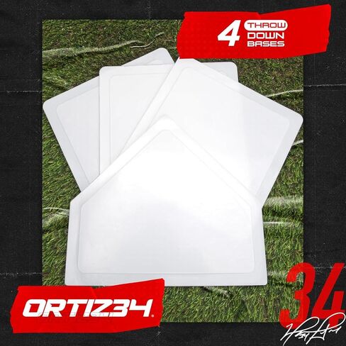 مجموعة جراند سلام - مضرب بلاستيكي جرافيتي، مجموعة بيسبول ديفيد أورتيز في الفناء الخلفي مع 3 كرات، 4 قواعد رمي in Kuwait