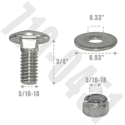 8-Pack 710-0451 Stainless Steel Mounting Carriage Bolt Nuts kit for MTD Cub Cadet Snow Blower 710 0451 784-5580 712-04063 Carriage Bolts (5/16-18) 3/4" in Kuwait