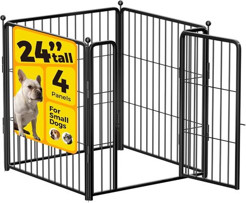 Dog Playpen 24 inch 8 Panels for Indoor & Outdoor Use – Heavy-Duty Metal Pet Fence with Ground Stakes, Rounded Ball Tops for Safety, Stable & Foldable Design, Easy to Assemble in Saudi Arabia