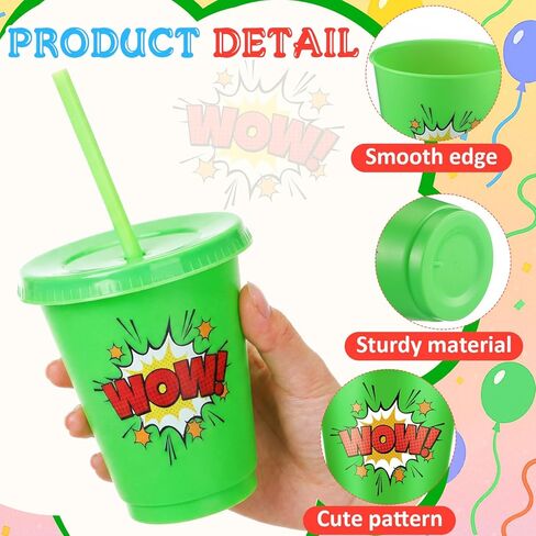 24 PCS Farm Animal Birthday Cups with Straws and Lids ، 16oz Farm Animals reachtives reach اشرب الكؤوس in Saudi Arabia
