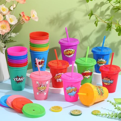 24 PCS Farm Animal Birthday Cups with Straws and Lids ، 16oz Farm Animals reachtives reach اشرب الكؤوس in Saudi Arabia