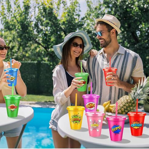 24 PCS Farm Animal Birthday Cups with Straws and Lids ، 16oz Farm Animals reachtives reach اشرب الكؤوس in Saudi Arabia