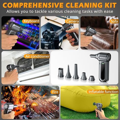 Electric Air Duster Cleaning Tools -180000RPM Super Power Cordless Air Duster, Rechargeable Brushless Motor Durable Blower, 4-Gear Adjustable Dust Blower for Computer, Keyboard and Car in Saudi Arabia