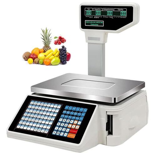 Commercial Label Printing Scale with Barcode Function, 63 Shortcut Keys for Efficient Weighing, Ideal for Supermarkets, Retail Stores, and Warehouses (Machine) in Saudi Arabia