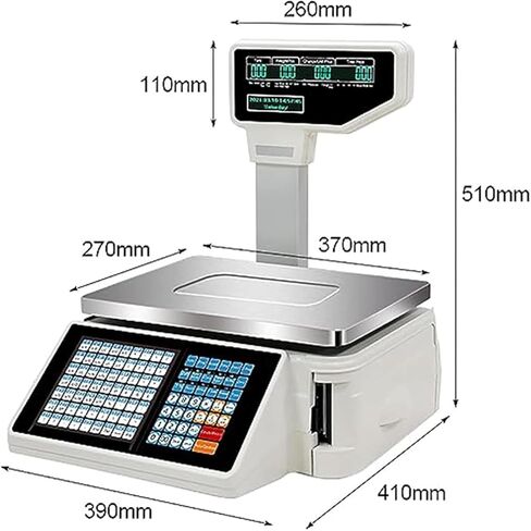 Commercial Label Printing Scale with Barcode Function, 63 Shortcut Keys for Efficient Weighing, Ideal for Supermarkets, Retail Stores, and Warehouses (Machine) in Saudi Arabia